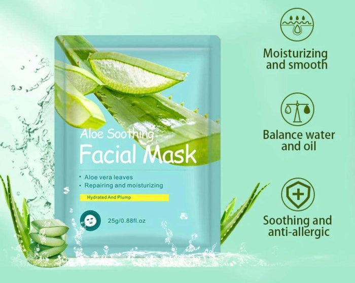 Aloe Vera Facial Sheet Masks - 10 Pairs of Ultra-Hydrating and Soothing Skin Treatments - SD Cosmetics Care