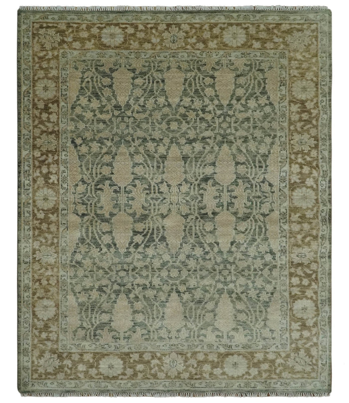 Antique look vintage style Green, Beige and Brown traditional Hand Knotted Multi Size wool rug