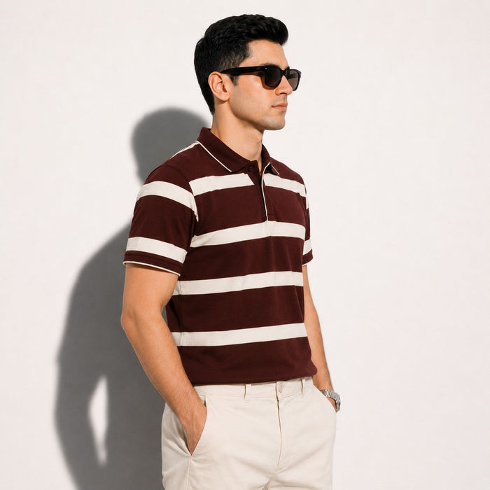 ARZO Classic Stripe Heritage Polo | Premium Quality