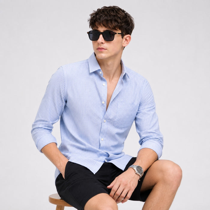 ARZO Cloud Grey Micro-Stripe Shirt