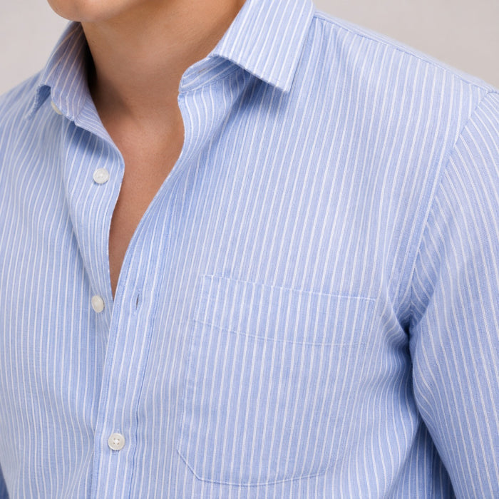 ARZO Cloud Grey Micro-Stripe Shirt