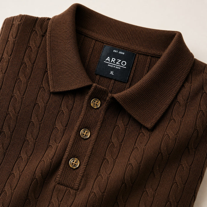 ARZO “Cocoa Elite” Textured Polo