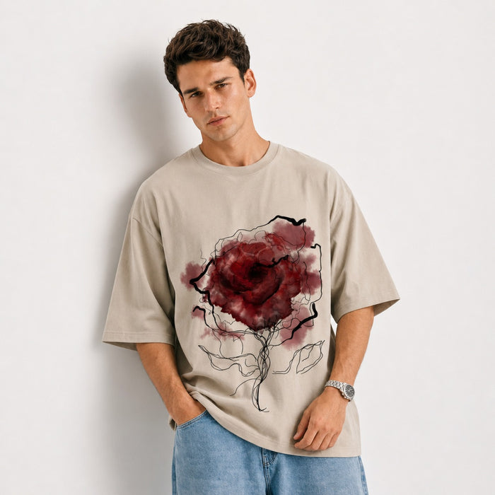 ARZO Crimson Bloom Oversized Tee
