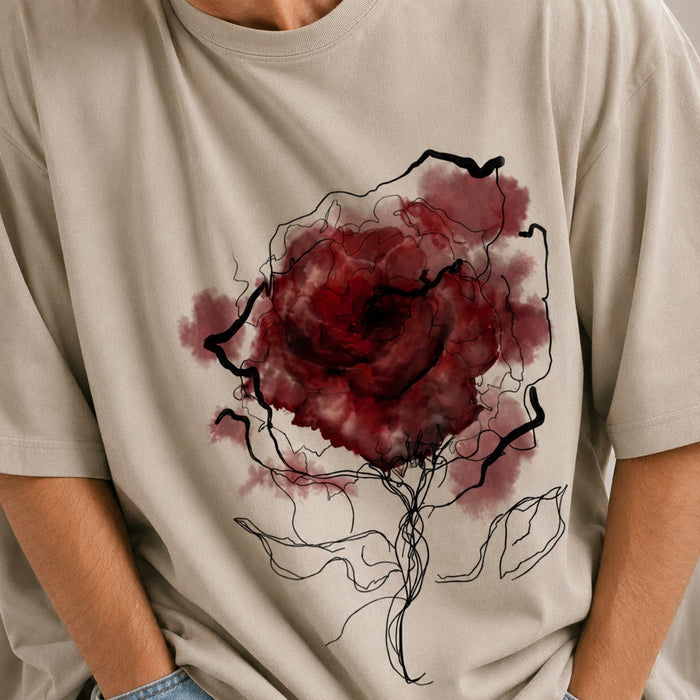 ARZO Crimson Bloom Oversized Tee
