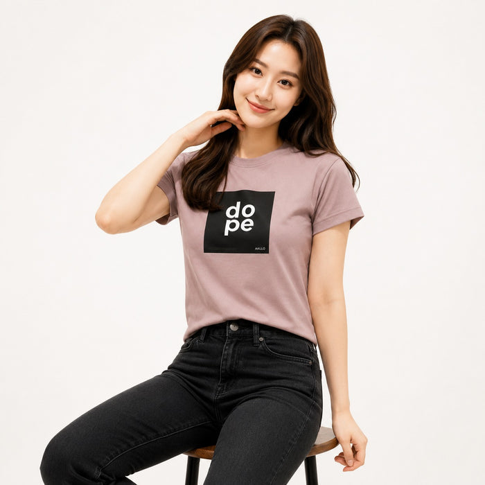 ARZO “DOPE” Graphic Crop Tee – Mauve