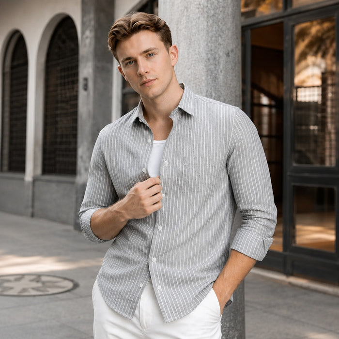 ARZO Grey Pinstripe Classic Shirt