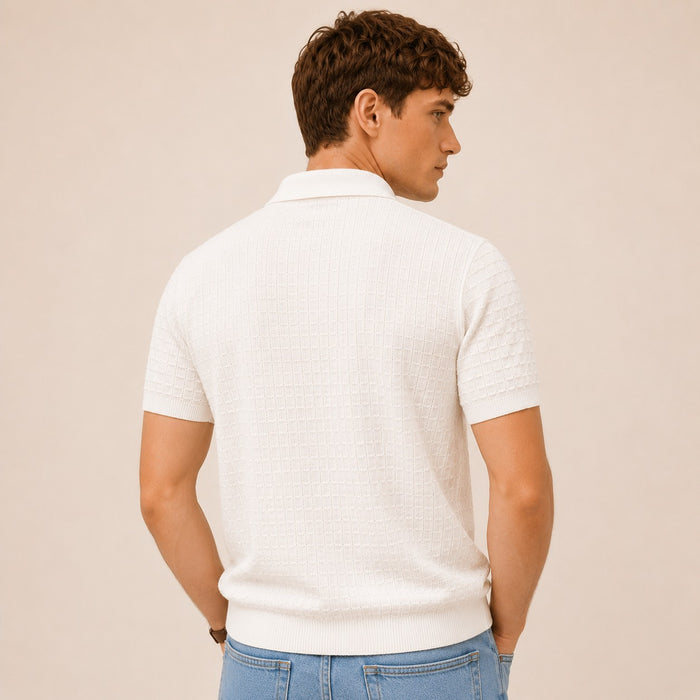 ARZO Ivory Grid Zip Polo