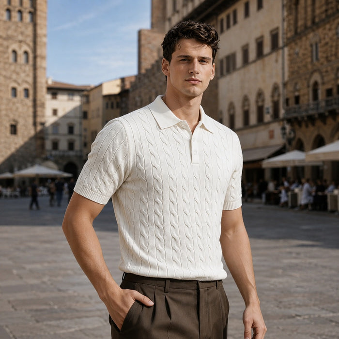 ARZO “Ivory Royale” Textured Polo | Premium Quality