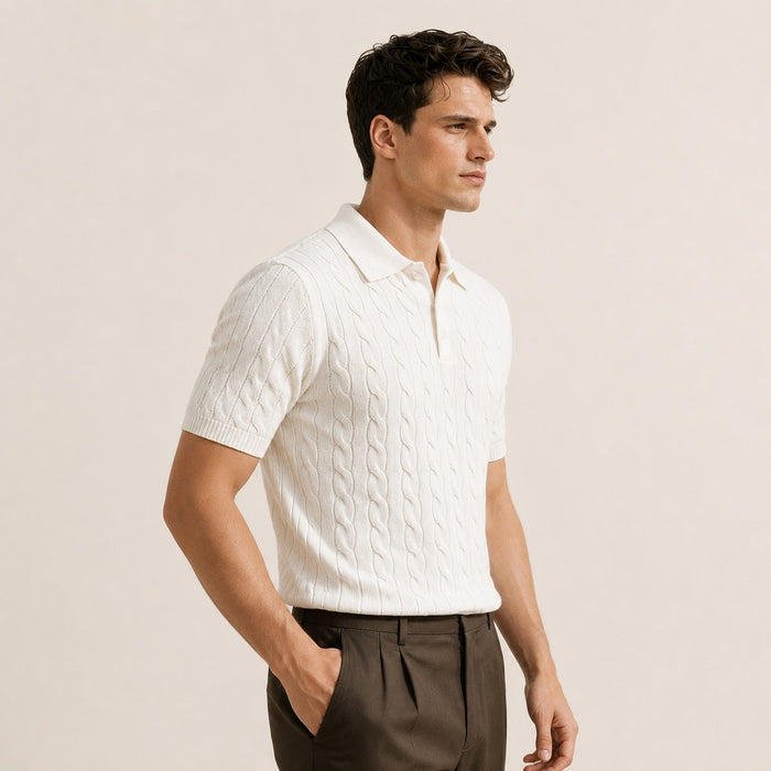 ARZO “Ivory Royale” Textured Polo | Premium Quality