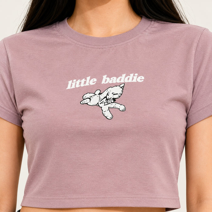 ARZO “Little Baddie” Crop Tee – Dusty Pink