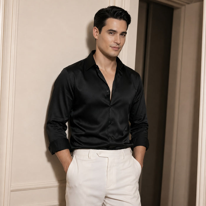 ARZO Midnight Luxe Satin Shirt