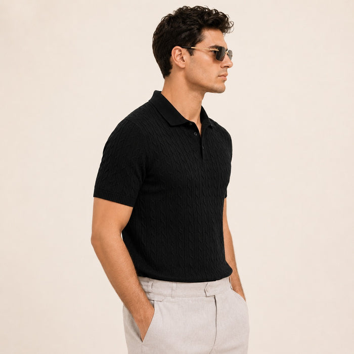 ARZO “Midnight Luxe” Textured Polo | Premium Quality