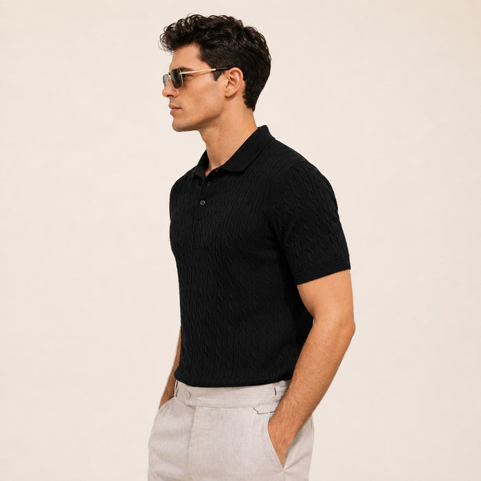 ARZO “Midnight Luxe” Textured Polo | Premium Quality
