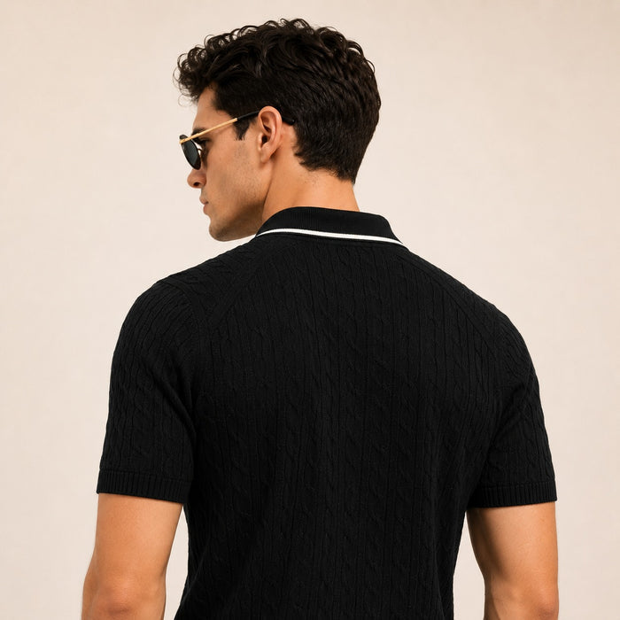 ARZO “Midnight Luxe” Textured Polo | Premium Quality