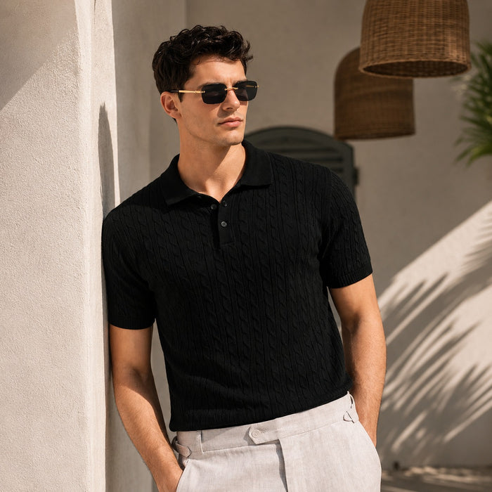 ARZO “Midnight Luxe” Textured Polo