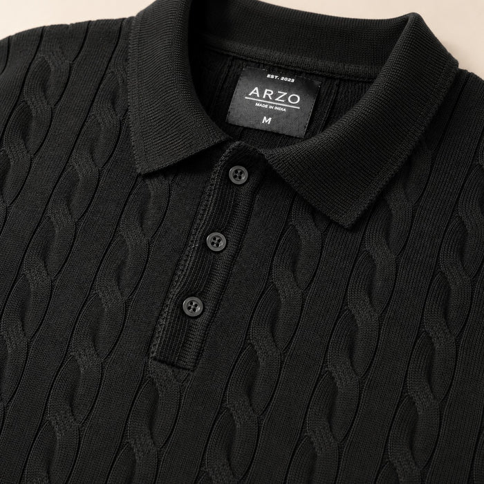 ARZO “Midnight Luxe” Textured Polo
