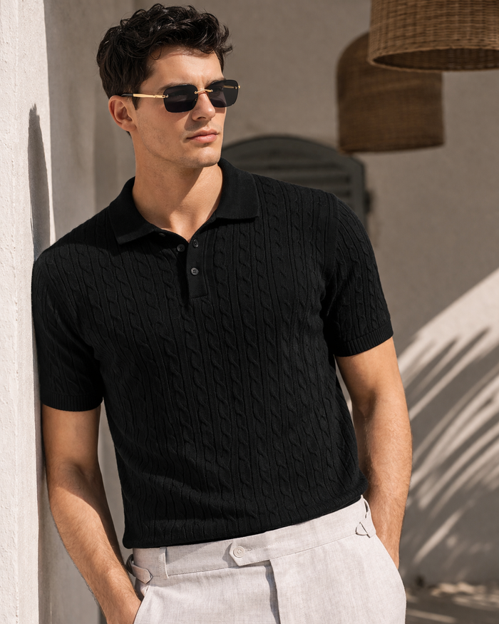 ARZO “Midnight Luxe” Textured Polo