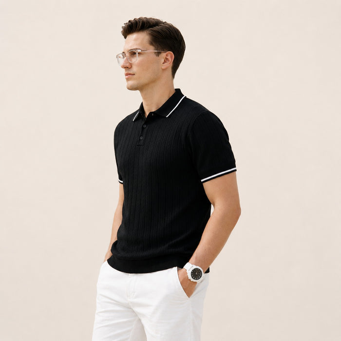 ARZO Midnight Ribbed Elite Polo | Premium Quality