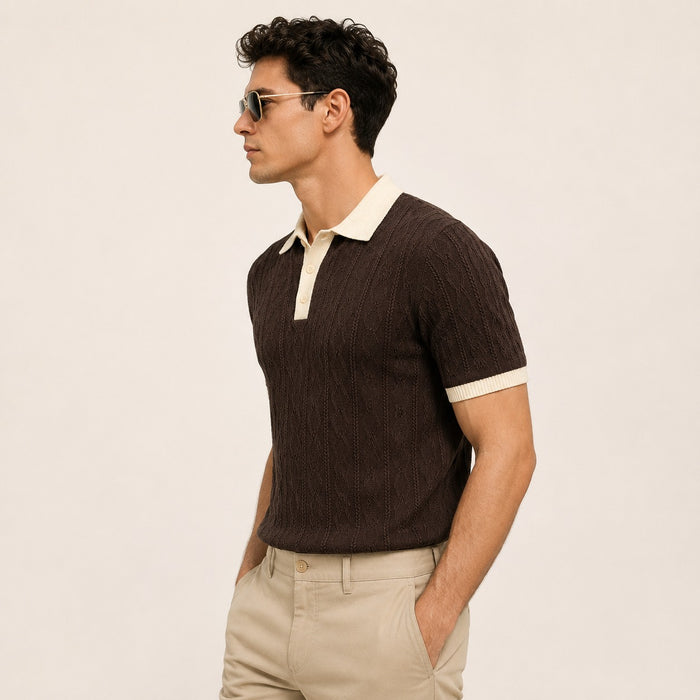 ARZO Monaco Knit Polo – Chocolate Brown | Premium Quality