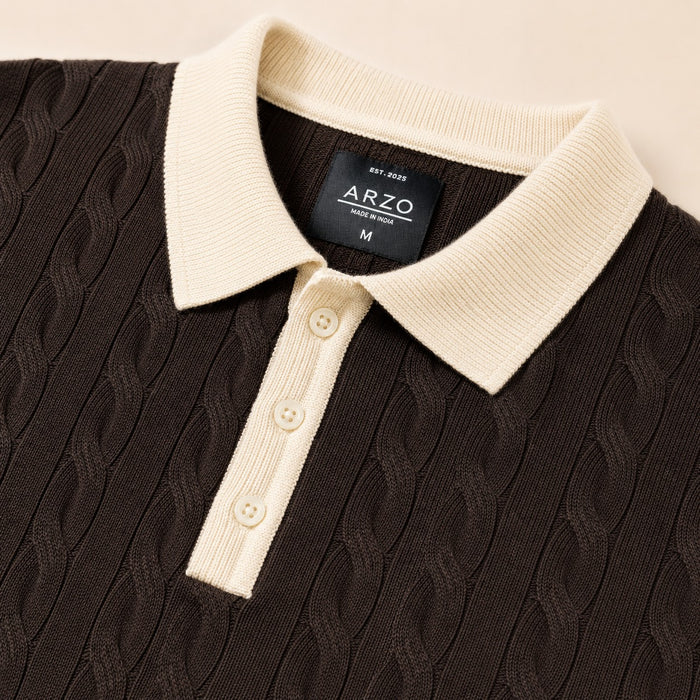ARZO Monaco Knit Polo – Chocolate Brown