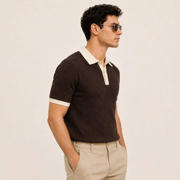 ARZO Monaco Knit Polo – Chocolate Brown
