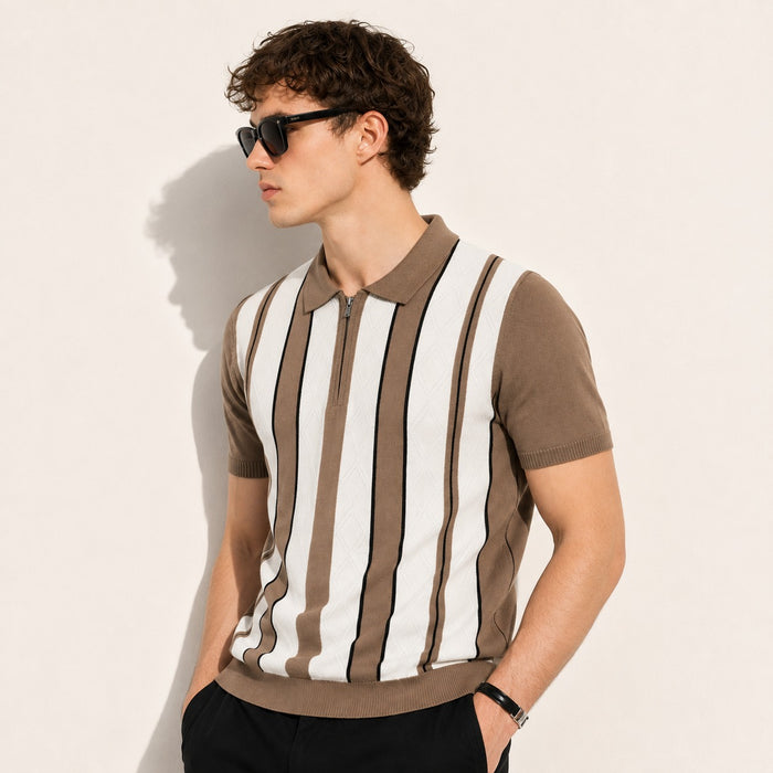 ARZO Monaco Stripe Knit Polo