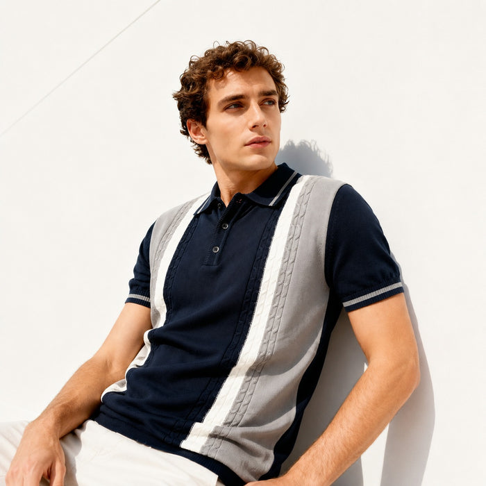 ARZO Navy Contrast Classic Polo | Premium Quality