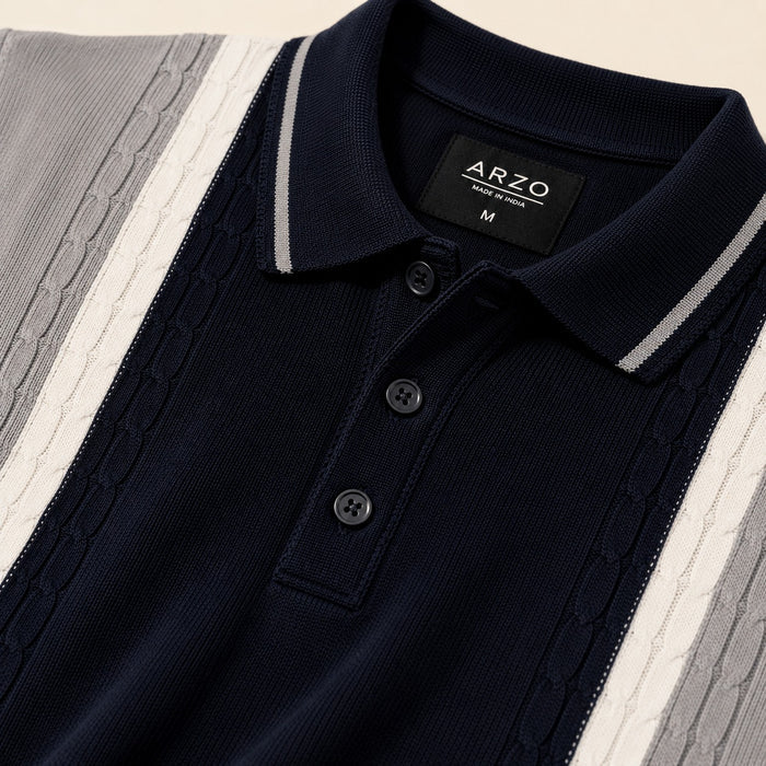 ARZO Navy Contrast Classic Polo