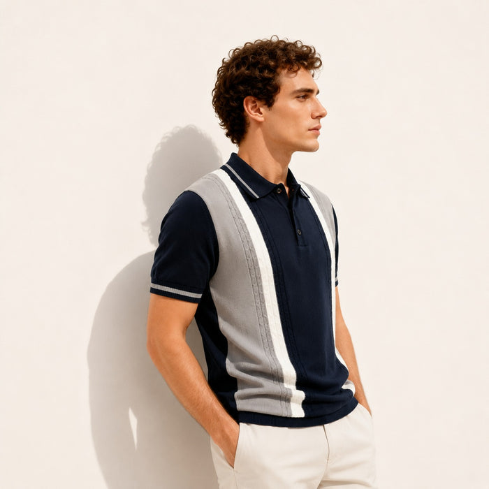 ARZO Navy Contrast Classic Polo