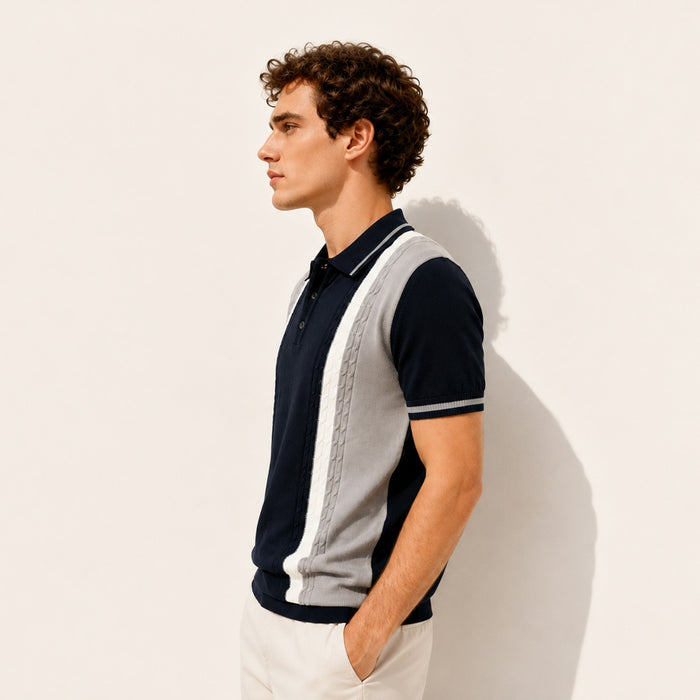 ARZO Navy Contrast Classic Polo
