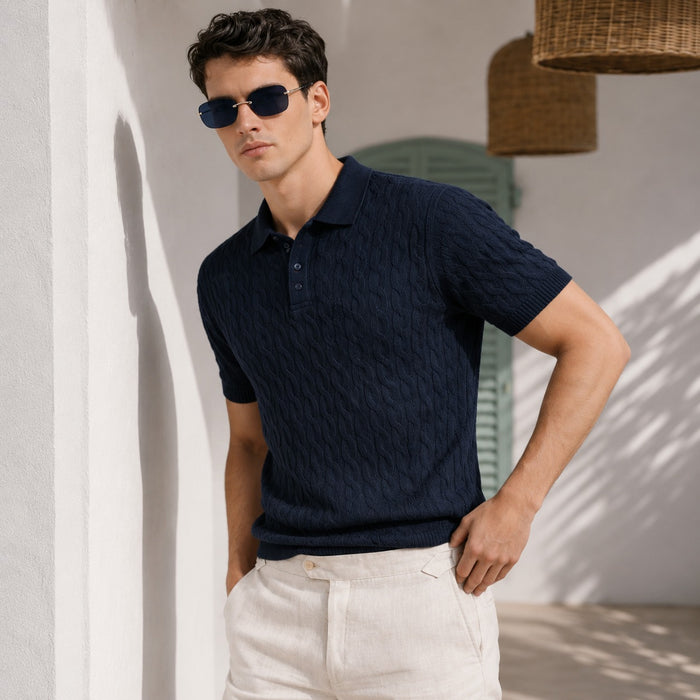 ARZO “Navy Prestige” Textured Polo | Premium Quality