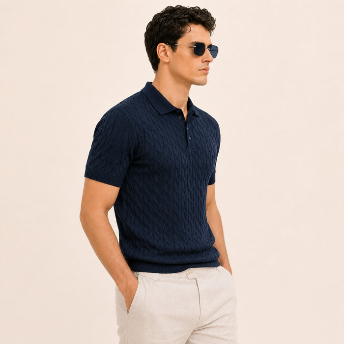 ARZO “Navy Prestige” Textured Polo | Premium Quality