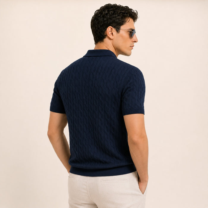 ARZO “Navy Prestige” Textured Polo | Premium Quality