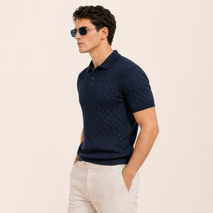 ARZO “Navy Prestige” Textured Polo