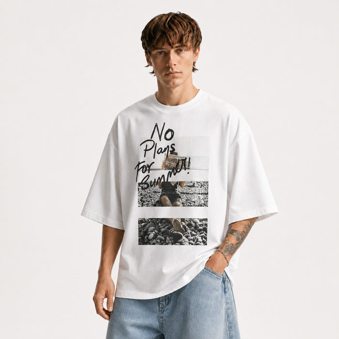 ARZO “No Plans” Oversized Tee (White)