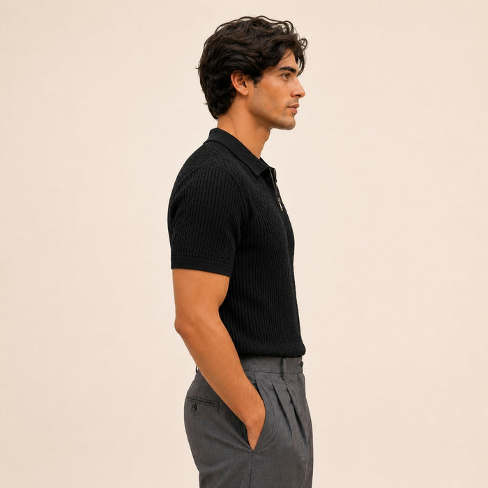 ARZO Noir Black Texture  Polo | Premium Quality
