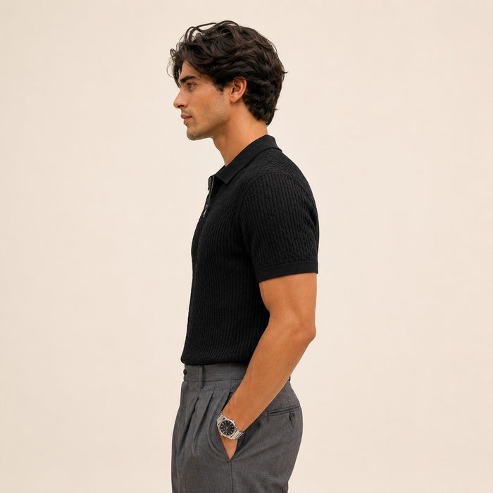 ARZO Noir Black Texture  Polo | Premium Quality