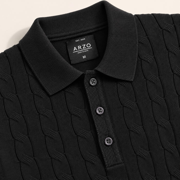 ARZO Noir Black Texture  Polo