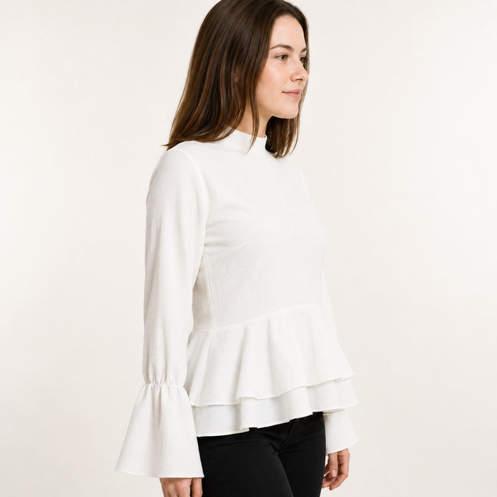 ARZO Peplum Flare Top – Ivory White