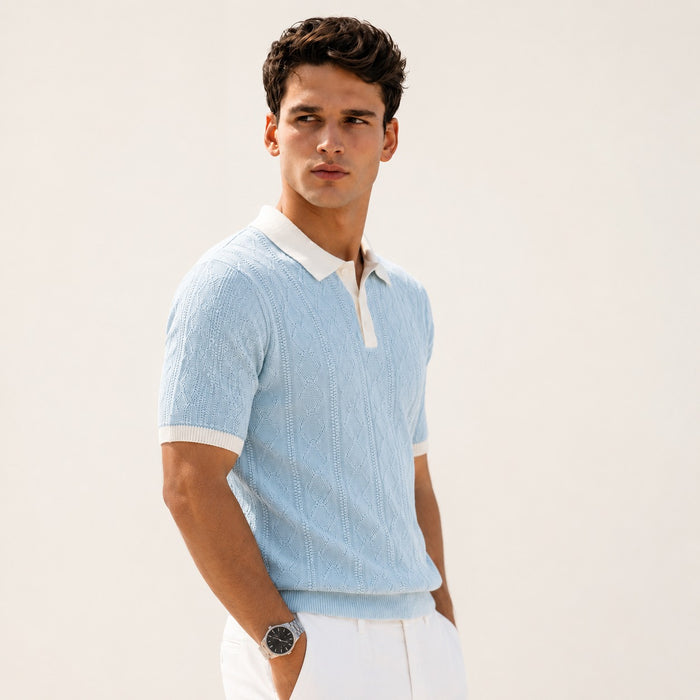 ARZO Riviera Knit Polo – Sky Blue