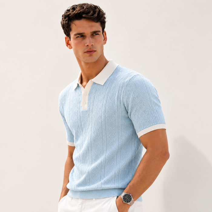 ARZO Riviera Knit Polo – Sky Blue