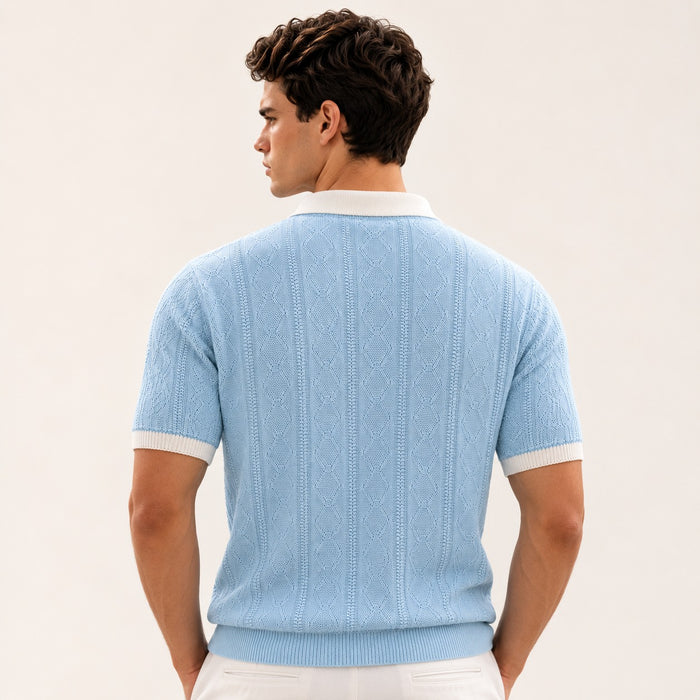ARZO Riviera Knit Polo – Sky Blue