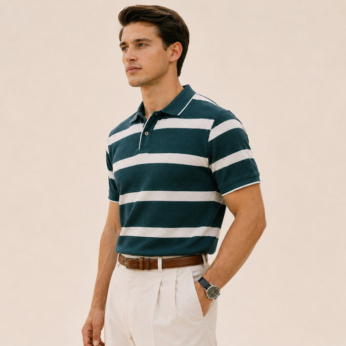 ARZO Teal Horizon Knit Polo | Premium Quality