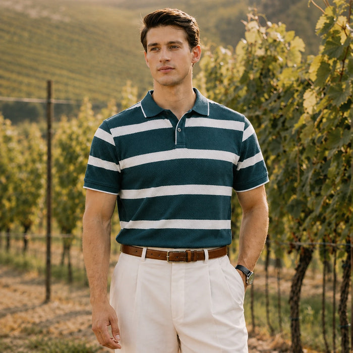 ARZO Teal Horizon Knit Polo