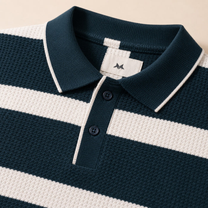ARZO Teal Horizon Knit Polo