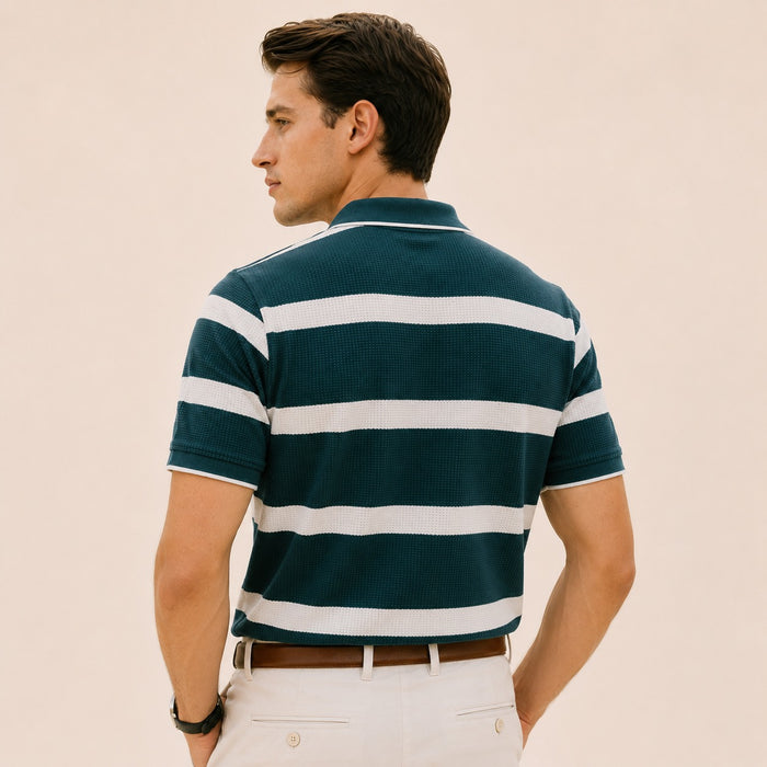 ARZO Teal Horizon Knit Polo