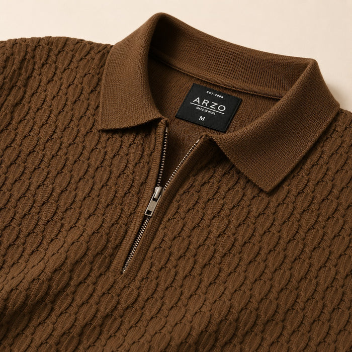 ARZO Terra Knit Half-Zip Polo | Premium Quality