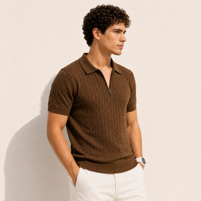 ARZO Terra Knit Half-Zip Polo | Premium Quality