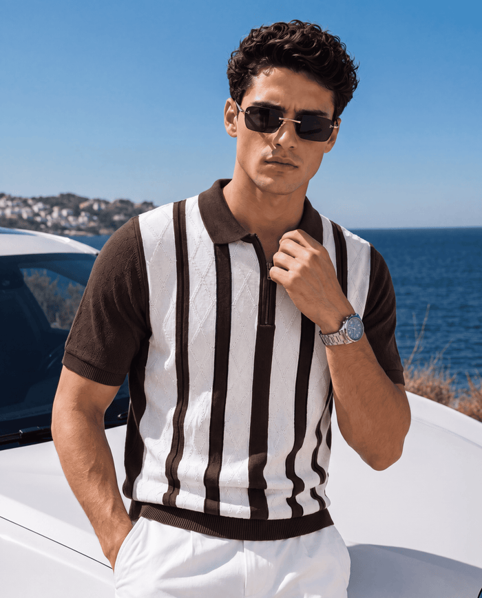 ARZO Verona Textured Zip Polo
