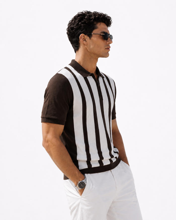 ARZO Verona Textured Zip Polo
